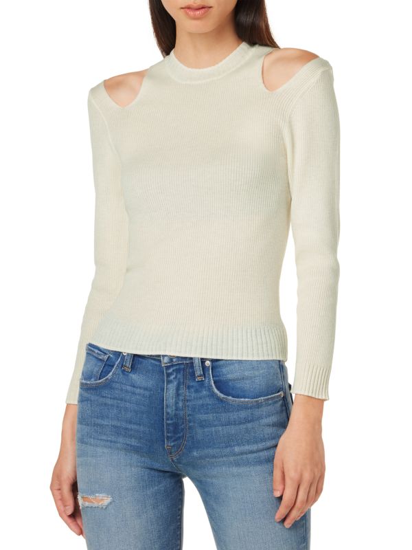 Hudson Jeans Ribbed Cold-Shoulder Sweater